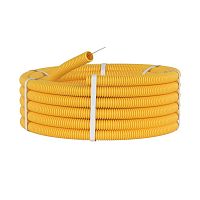 Труба ПВХ гибкая гофр. д.20мм, лёгкая с протяжкой,100м, цвет желтый | код 91920Y | DKC