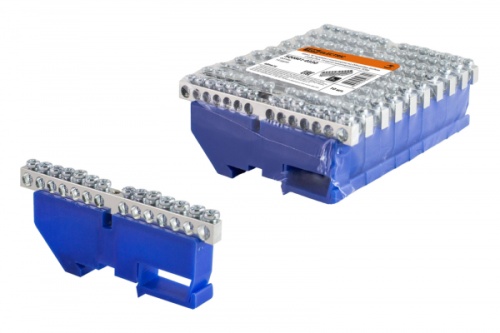 Шина N нулевая с изолятором на DIN-рейку 6x9мм стойка бол. 14 групп никелированная TDM | код SQ0801-0330 | TDM