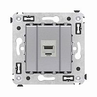 Компьютерная розетка RJ-45 без шторки в стену, кат.6А одинарная экранированная, Avanti, Закаленная сталь | код 4404773 | DKC