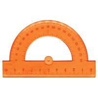 Транспортир пластик 10 см, 180 градусов, BRAUBERG, прозрачный, неоновый, ассорти, 210620 | код 210620 | BRAUBERG
