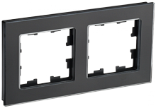 BRITE Рамка 2-мест. РУ-2-2-Бр стекло черн. матовый IEK | код BR-M22-G-31-K02 | IEK