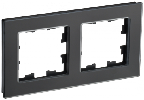 BRITE Рамка 2-мест. РУ-2-2-Бр стекло черн. матовый IEK | код BR-M22-G-31-K02 | IEK