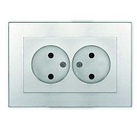 Розетка 2-м СП Афина 16А IP20 без заземл. в сборе серебр. | код A0102-S | Universal