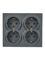 Розетка 4-м ОП LETO с заземл. закрытый корпус ПБТ графит LEZARD 752-3400-127BDP