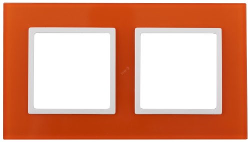 Рамка на 2 поста, стекло, Эра Elegance, оранжевый+бел, 14-5102-22 | код Б0034495 | ЭРА