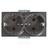 Rita - Розетка двойная 2x2P+E, (в комплекте с рамкой), дымчатый | код 2220-202-0295 | Mutlusan