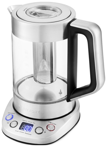 Чайник электрический Kitfort КТ-650 1.5л. 2200Вт серебристый корпус: стекло/металл | код 1160939 | KITFORT Чайник электрический Kitfort КТ-650 1.5л. 2200Вт серебристый корпус: стекло/металл | код 1160939 | KITFORT