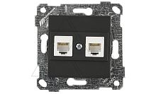 Rita - Розетка 2хRJ-45 кат. 6 UTP, черный мат | код 2200-141-0184 | Mutlusan