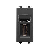 HDMI розетка модульная, тип А-А, Avanti, Черный матовый, 1 модуль | код 4412251 | DKC