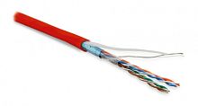 Кабель витая пара экранированная F/UTP категория 5e 4 пары (26 AWG) многожильный (patch) экран - фольга LSZH нг(С)-HF красный, Hyperline FUTP4-C5E-P26-IN-LSZH-RD-100 (100 м) | код 243621 | Hyperline