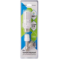 Комплект для подключения радиатора 2 в 1 терморегулирующий угловой 1/2' | код TR.611.04 | MVI