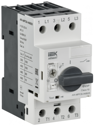 ARMAT Авт. выкл. защиты двигателя A6 GV2P 1,6-2,5А IEK | код AR-MPCB-A6B25 | IEK