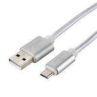 Кабель USB 2.0 Cablexpert CC-U-mUSB02S-1.8M, AM/microB, серия Ultra, длина 1.8м, серебристый, блистер | код CC-U-mUSB02S-1.8M | Cablexpert