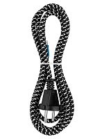 Шнур сетевой с вилкой в тканевой оплетке ПВС 2x0,75мм2 1,8м, 1400 Вт б/з черный TDM | код SQ1305-0093 | TDM