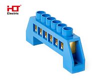 Шина N нулевая в изоляторе ШНИ-6х9-6-КС-синий HLT | код 081-04-022 | HLT