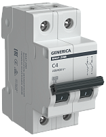 Авт. выкл. ВА47-29М 2P 4А 4,5кА C GENERICA | код MVA21-2-004-C-G | GENERICA by IEK