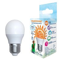 Лампа светодиодная 6 Вт Форма шар матовая Белый свет 4000К Картон LED-G45-6W/4000K/E27/FR/RA95 PLK01WH | код UL-00006533 | Uniel