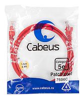 Cabeus PC-UTP-RJ45-Cat.5e-0.5m-RD-LSZH Патч-корд U/UTP, категория 5е, 2xRJ45/8p8c, неэкранированный, красный, LSZH, 0.5м | код 9512c | Cabeus