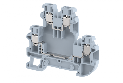 Клемма проходная винтовая 4 мм2, двухуровневая, на 4 подключения, желтая TQ4-2T-YELLOW | код 1203020004 | Elmex