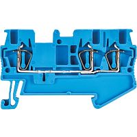 Проходная клемма, 3 точки подключения, тип фиксации провода: пружинный, номинальное сечение: 1,5 мм кв., 17,5A, 500V, ширина: 4 мм, цвет: синий, тип монтажа: DIN 35 | код 56.702.5053.6 | Wieland