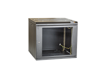 Шкаф настенный 19, 6U, стеклянная дверь, Ш530хВ333хГ500мм, цельносварной, черный | код TWC-065350-G-W-BK | TLK