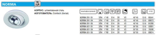 Светильник NORMA 50 1 05 | код. CH918013 | Комтех