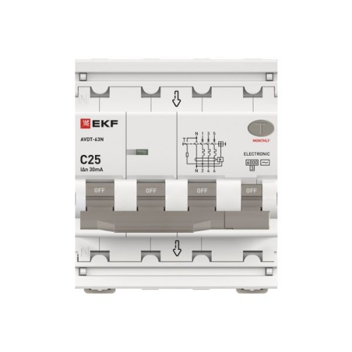 Автоматический выключатель дифференциального тока АВДТ-63N 3P+N 25А 30мА характеристика C тип AC электронный 6кА PROXIMA EKF | код D63N46E25C30 | EKF фото 4 Автоматический выключатель дифференциального тока АВДТ-63N 3P+N 25А 30мА характеристика C тип AC электронный 6кА PROXIMA EKF | код D63N46E25C30 | EKF фото 4