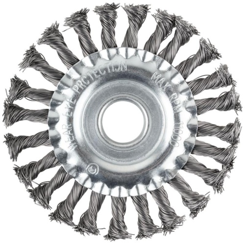 Корщетка-колесо, посадочный диаметр 22,2 мм, стальная витая проволока 125 мм, блистер | код 39078 | FIT фото 2 Корщетка-колесо, посадочный диаметр 22,2 мм, стальная витая проволока 125 мм, блистер | код 39078 | FIT фото 2