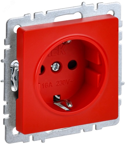BRITE Розетка 1 пост с заземлением с защитными шторками 16А РС14-1-0-БрК красный | код BR-R14-16-K04 | IEK
