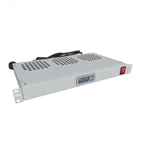 Модуль вентиляторный крепление на 19 1U, 3 элемента, электронный термоконтроллер, цифровой термодатчик, серый RAL 7035 | код NTSS-FAN3/19T | NTSS