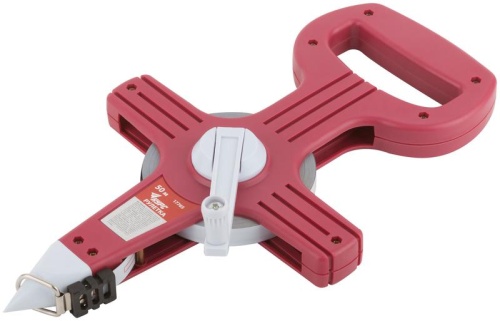 Рулетка землемерная, стальная лента, красный открытый пластиковый корпус 50 м | код 17765 | FIT