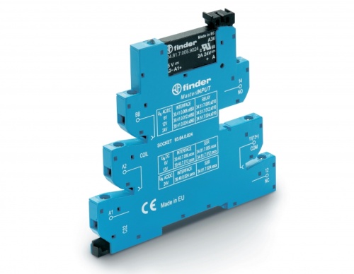 Интерфейсный модуль (сборка 34.81.7.060.7048 + 93.64.7.220), твердотельное реле, серия MasterINPUT, выход 0,1A (48В DC), питание 220В DC, категория защиты IP20, винтовые клеммы | код 394072207048 | FINDER