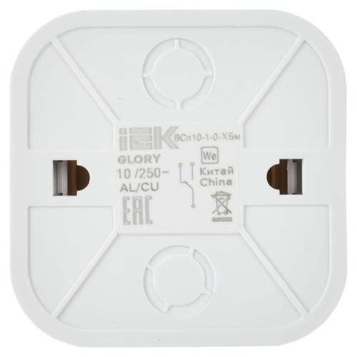 GLORY Выключатель 1-клавишный для открытой установки проходной 10А ВСп10-1-0-ХБм белый матовый IEK | код EVH12-K01M-10 | IEK фото 4