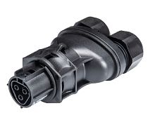 Сплиттер, розеточный разъем на кабель диам. 10-14 мм, IP68(69k), 3 полюса, винтовая фиксация провода, номинальные характеристики: 250/400V, 20A, цвет: черный, серия RST Classic | код 96.031.4353.1 | Wieland