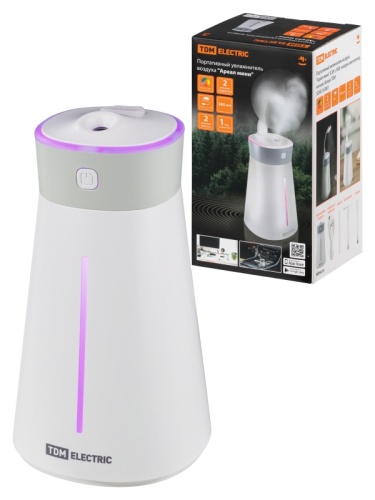 Портативный увлажнитель воздуха Ареал мини, 0,38 л, RGB, насадки: вентилятор, ночник, белый, TDM | код SQ4013-0001 | TDM