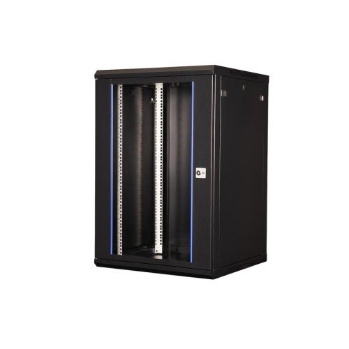 Шкаф телекоммуникационный настен. 19дюйм 18U 901х600х600мм дверь стекло черн. Datarex DR-635101