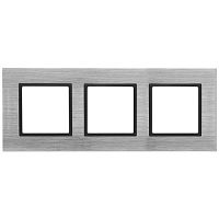 Рамка на 3 поста, металл, Эра Elegance, сталь+антр, 14-5203-41 | код Б0034557 | ЭРА