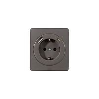 Розетка ROUND 1-ая с/з с/у з/ш 16А с USB A+C быстрой зарядки 5В/3А титан KRANZ | код KR-78-0704-2 | KRANZ