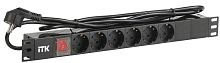 ITK PDU 6 розеток DIN49440 (нем. станд.) с LED выключателем, 1U, шнур 2м вилка DIN49441 (нем. станд.), профиль из ПВХ, черный | код PH12-6D1-P | IEK