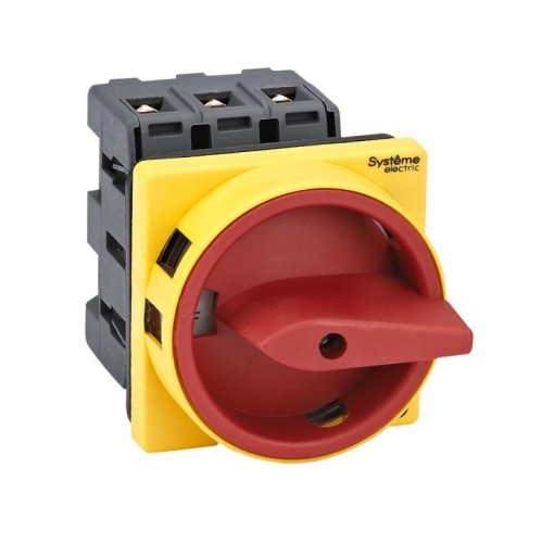 ВЫКЛЮЧАТЕЛЬ-РАЗЪЕДИНИТЕЛЬ 3P 40A С КРАСНОЙ РУКОЯТКОЙ НА ДВЕРЦУ 4 ВИНТАМИ | код MSD40310R | Systeme Electric