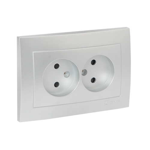 Валенсия лицевая панель розетка 2-местной б/з 10А сталь с защ, штор, PROxima | код ESR10-L-102-30 | EKF Валенсия лицевая панель розетка 2-местной б/з 10А сталь с защ, штор, PROxima | код ESR10-L-102-30 | EKF