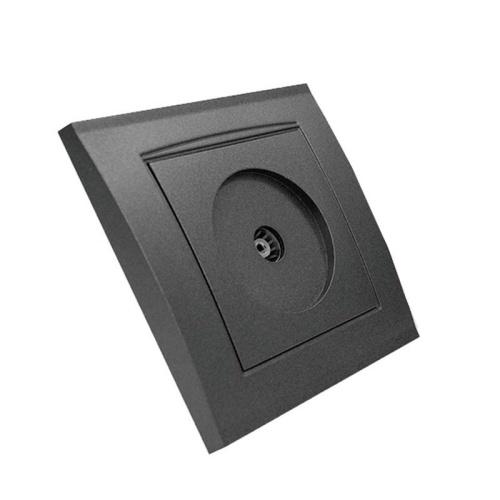 Розетка телевизионная одноместная серия Бриллиант, скрытой установки, оконечная, 75Ом, ч/д 4-2400Мгц, механизм, графит | код 7947571-Gr | Universal