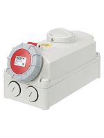 Розетка настенная, с выключателем и блокировкой IP67 32А 3Р+РЕ 380В TDM | код SQ0611-0067 | TDM