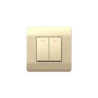 (NEW3-E) Выключатель 2-клавишный 10А, шампань | код 431388 | CHINT