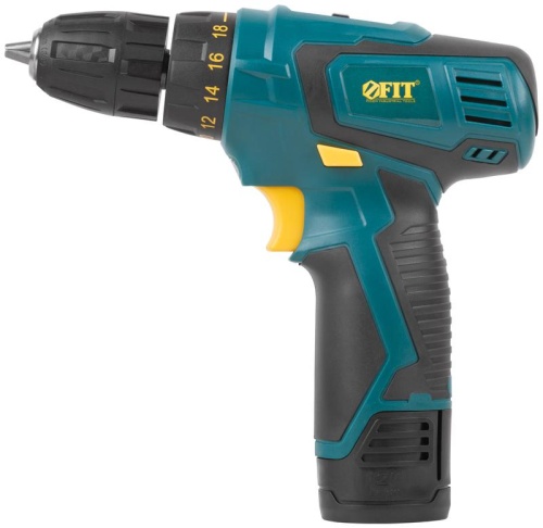 Дрель-Шуруповерт акк. 12В; 0-650 об/мин; 15 Нм; 1 (Li-Ion) 1.3 Ач; 1 ч.; рез. накл.; коробка FIT 80179