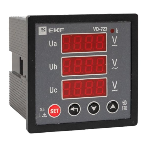 VD-723 Вольтметр цифровой на панель (72х72) трехфазный PROxima | код vd-723 | EKF фото 2