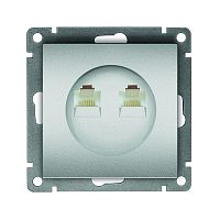 Розетка компьютерная двухместная UNIVersal серия Афина с/у, 1А, RJ45, серебро (еврослот), механизм | код A1086-S | Universal