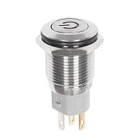 Кнопка антивандальная 16 12В Б/Фикс (5с) (ON)-OFF плоская подсв/синяя POWER REXANT | код 36-3241 | REXANT