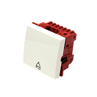 Кнопка одноклавишная, значок колокольчик, Mosaic 45х45, белая | код LAN-EC45x45-S1B-WH | LANMASTER