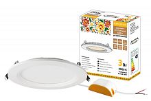 Светильник ультратонкий встраиваемый светодиодный Даунлайт НАРОДНЫЙ СВО п (белый) 3Вт 4000К | код SQ0329-0523 | TDM НАРОДНЫЙ